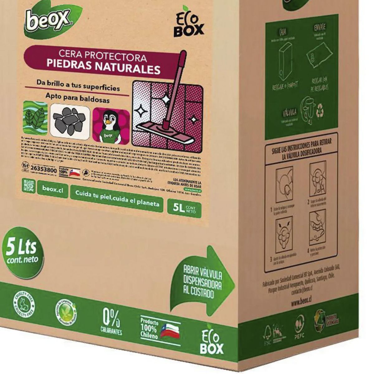 BEOX - Removedor Manchas Baldosas Piedras Naturales Ecobox 5 Litros