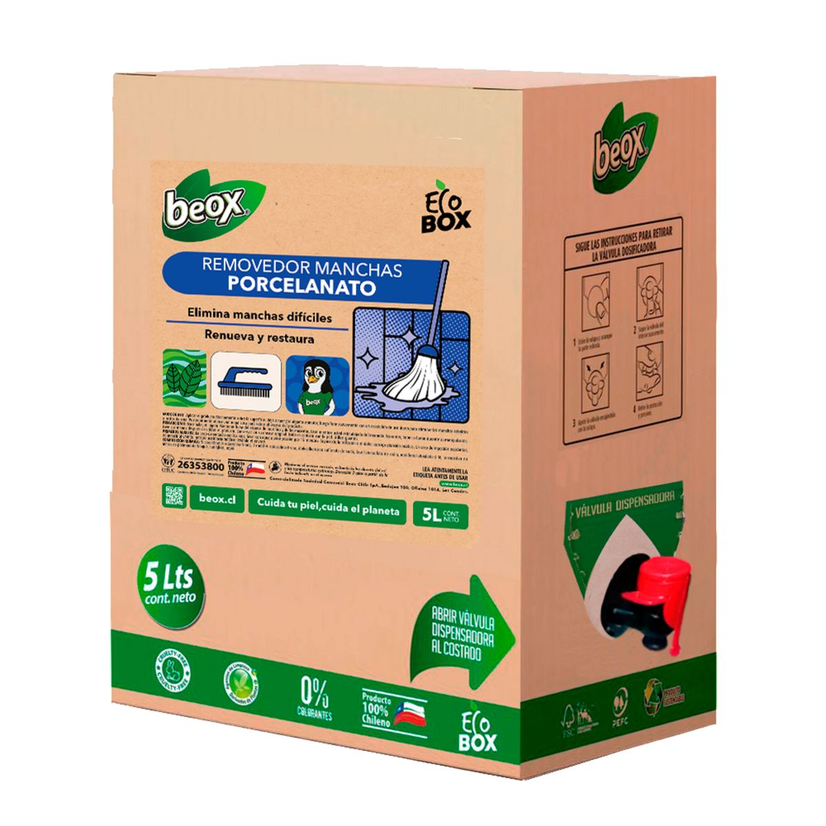 BEOX - Removedor Manchas Porcelanato Ceramicas Ecobox 5 Litros