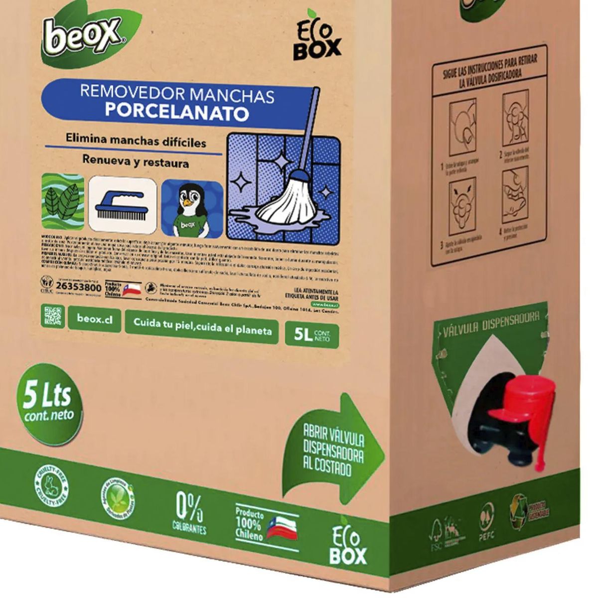 BEOX - Removedor Manchas Porcelanato Ceramicas Ecobox 5 Litros