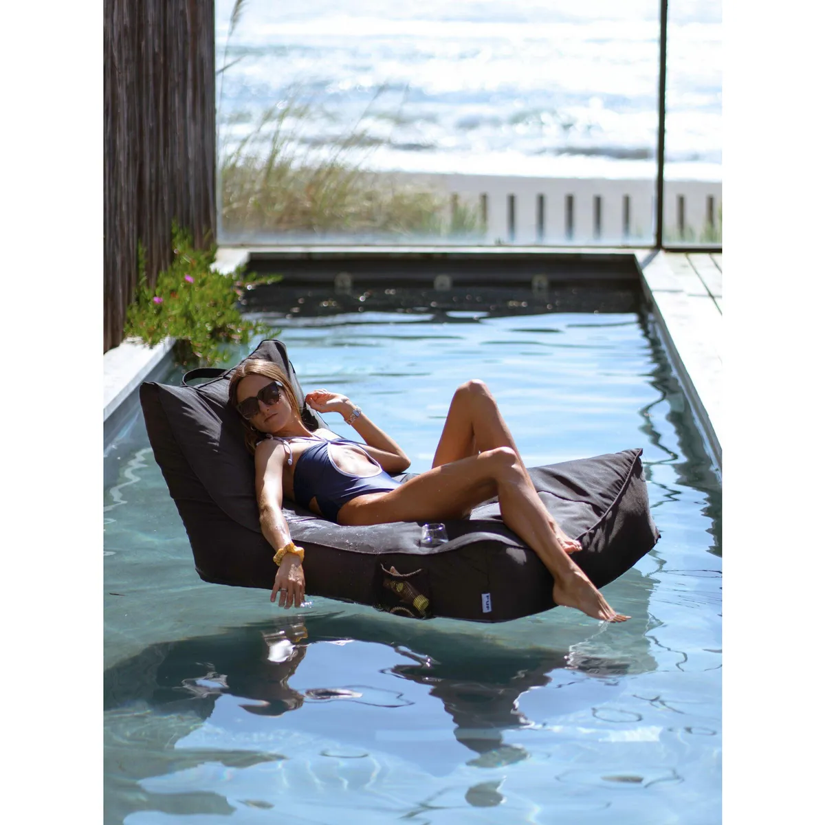 PUF - Cojín Puff de Piscina y Terraza Gris 98x74x110 cm