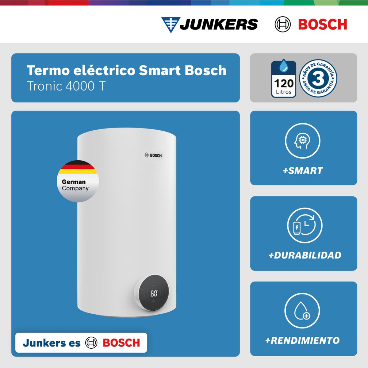 BOSCH - Termo eléctrico Eléctrica 120 Litros 1500 W de Muro