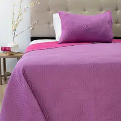 DORAL - Quilt 1.5 plazas BICOLOR LILA-FUCSIA