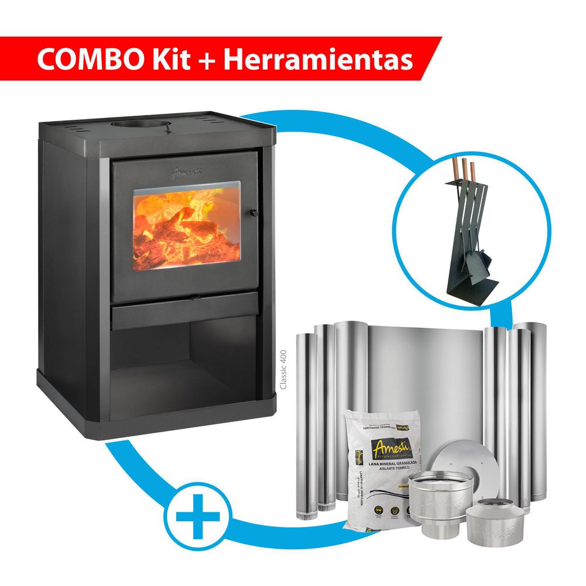 AMESTI - Estufa Leña Classic 400 Negro