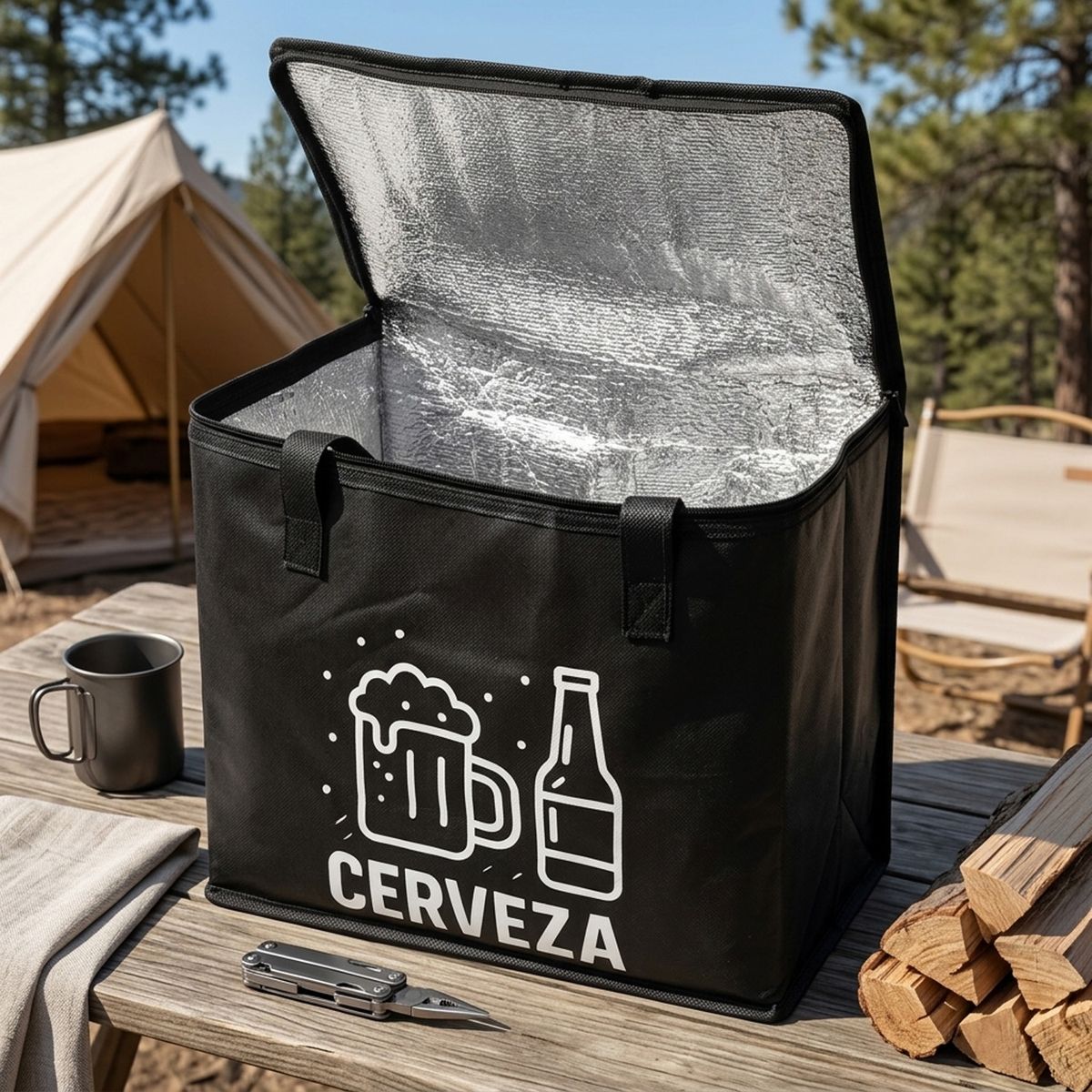 Bolso Térmico para Cerveza Negro 30x20x35 cm Reutilizable, marca JUST HOME COLLECTION - Foto 2