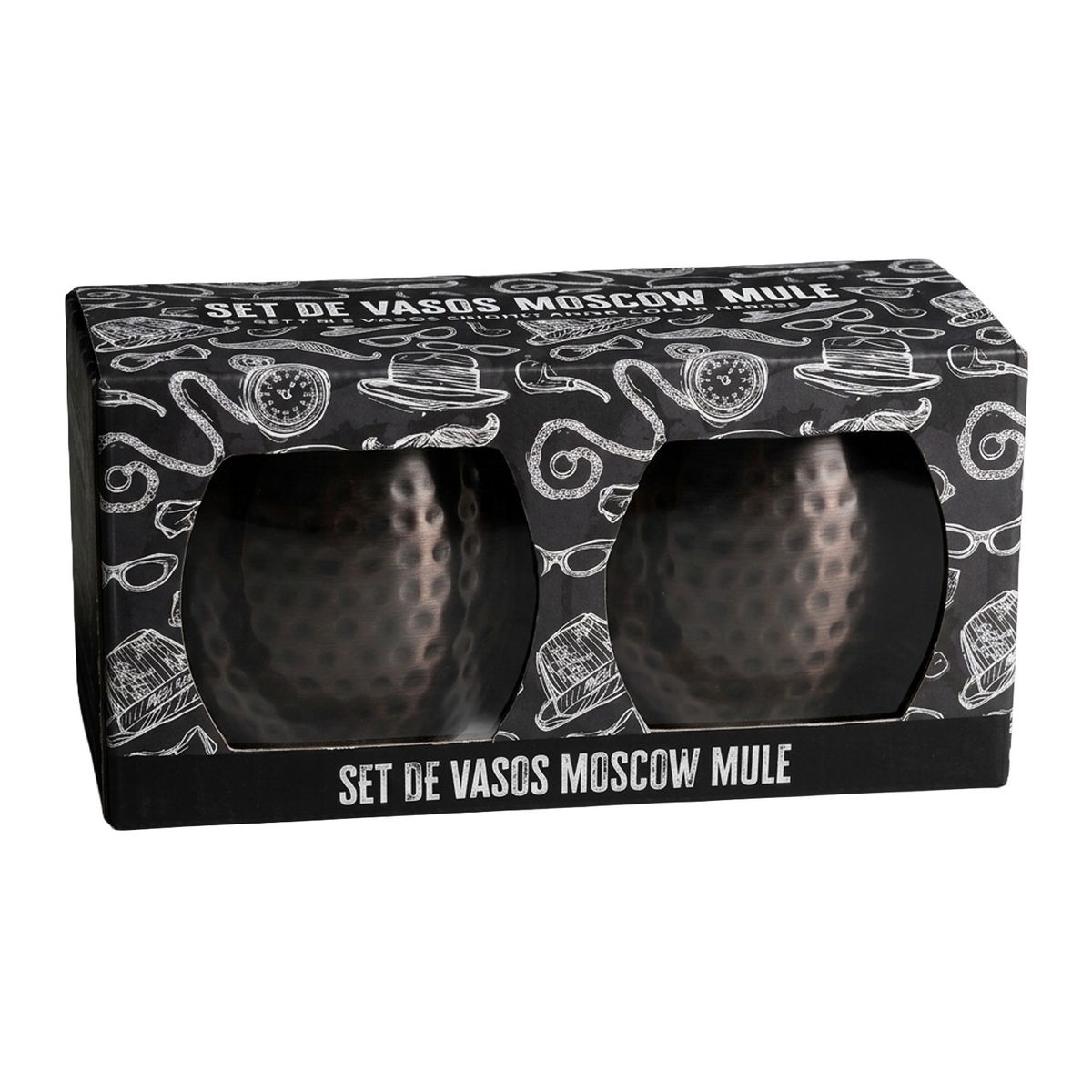 JUST HOME COLLECTION - Set de 2 Tazas Moscow Mule Acero Inoxidable Negras