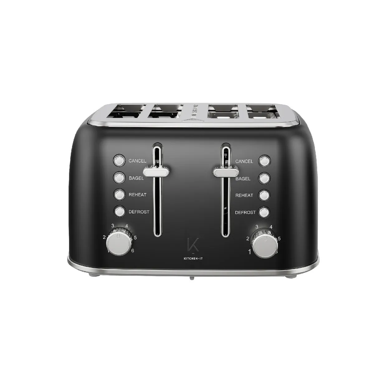 KITCHEN IT - Tostador Eléctrico 4 Rebanadas Negro Vienna