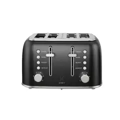 KITCHEN IT - Tostador Eléctrico 4 Rebanadas Negro Vienna