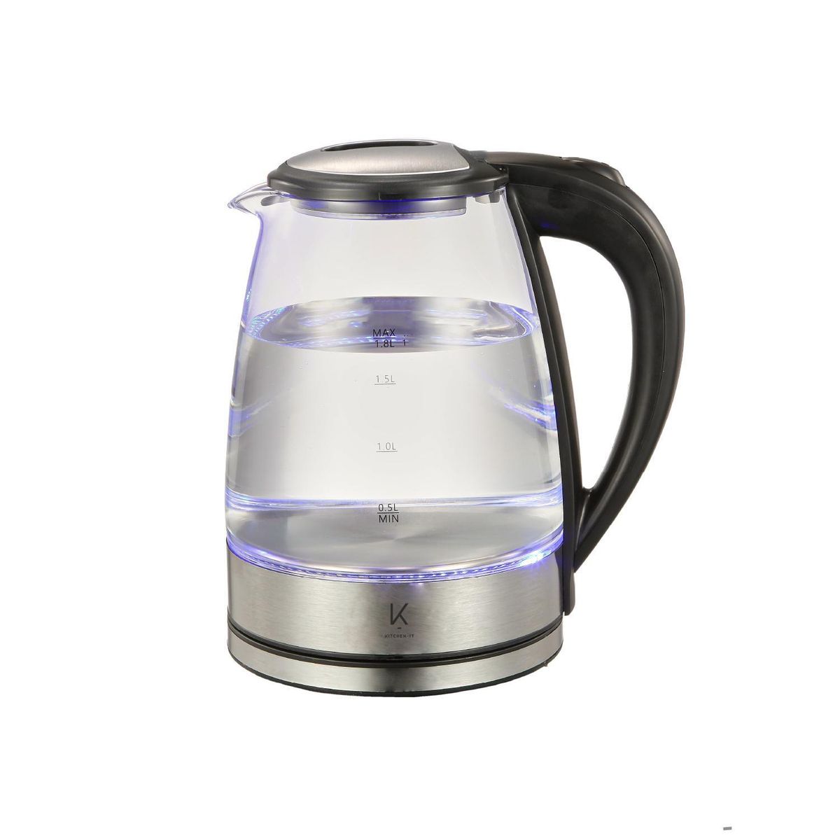 KITCHEN IT - Hervidor de Vidrio 1.8 Litros Negro Glass Edition Kitchen-it