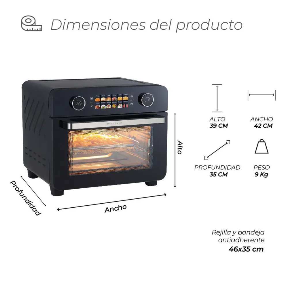 Horno con Freidora de Aire Eléctrico 25 Litros Smart Edition, foto 12