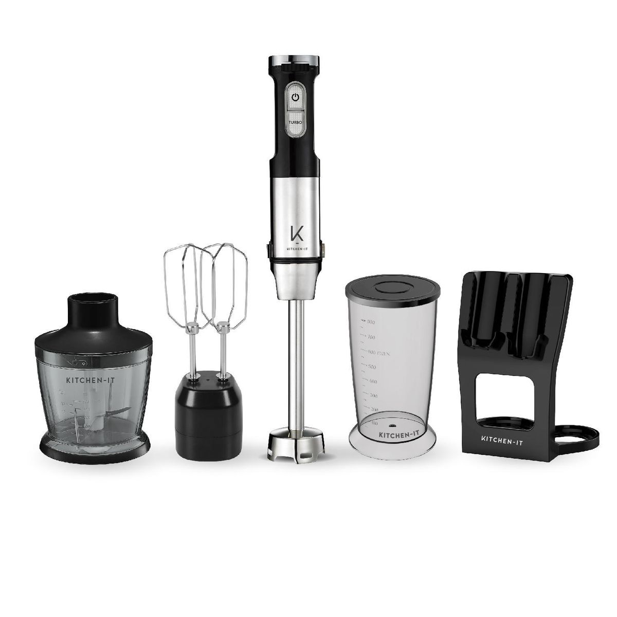 KITCHEN IT - Minipimer 5 en 1 0.8 Litros Negro PRO