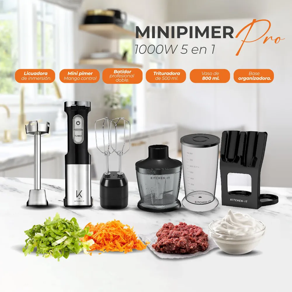 Kitchen-It Minipimer Pro 5 en 1 Negro, foto 7