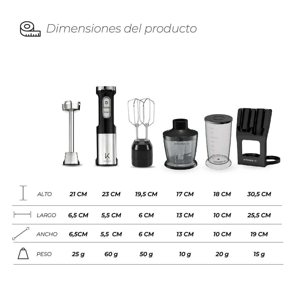 Kitchen-It Minipimer Pro 5 en 1 Negro, foto 10