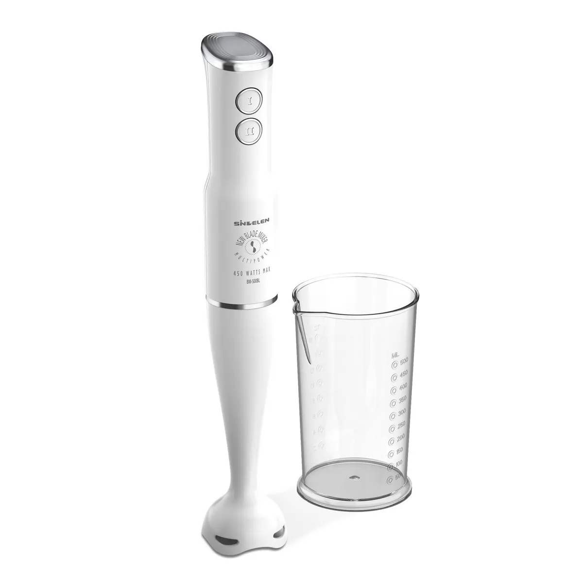 SINDELEN - Minipimer 450 W 0.5 Litros Blanco BM-500BL