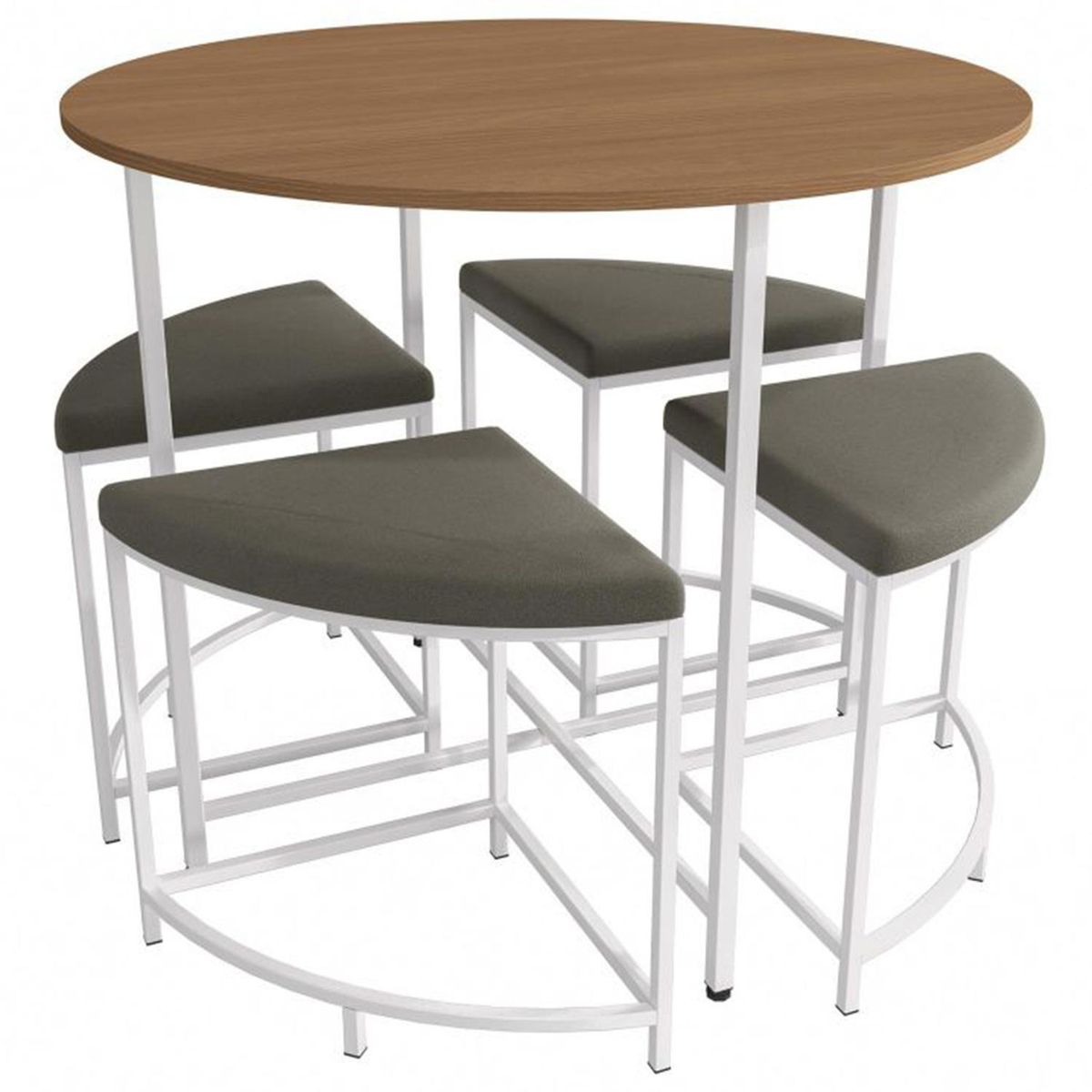 ROCA - Juego de comedor Compacto 4 Sillas Mesa Redonda 90 cm x 76, 5 cm x 90 cm Canela