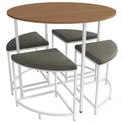 ROCA - Juego de comedor Compacto 4 Sillas Mesa Redonda 90 cm x 76, 5 cm x 90 cm Canela