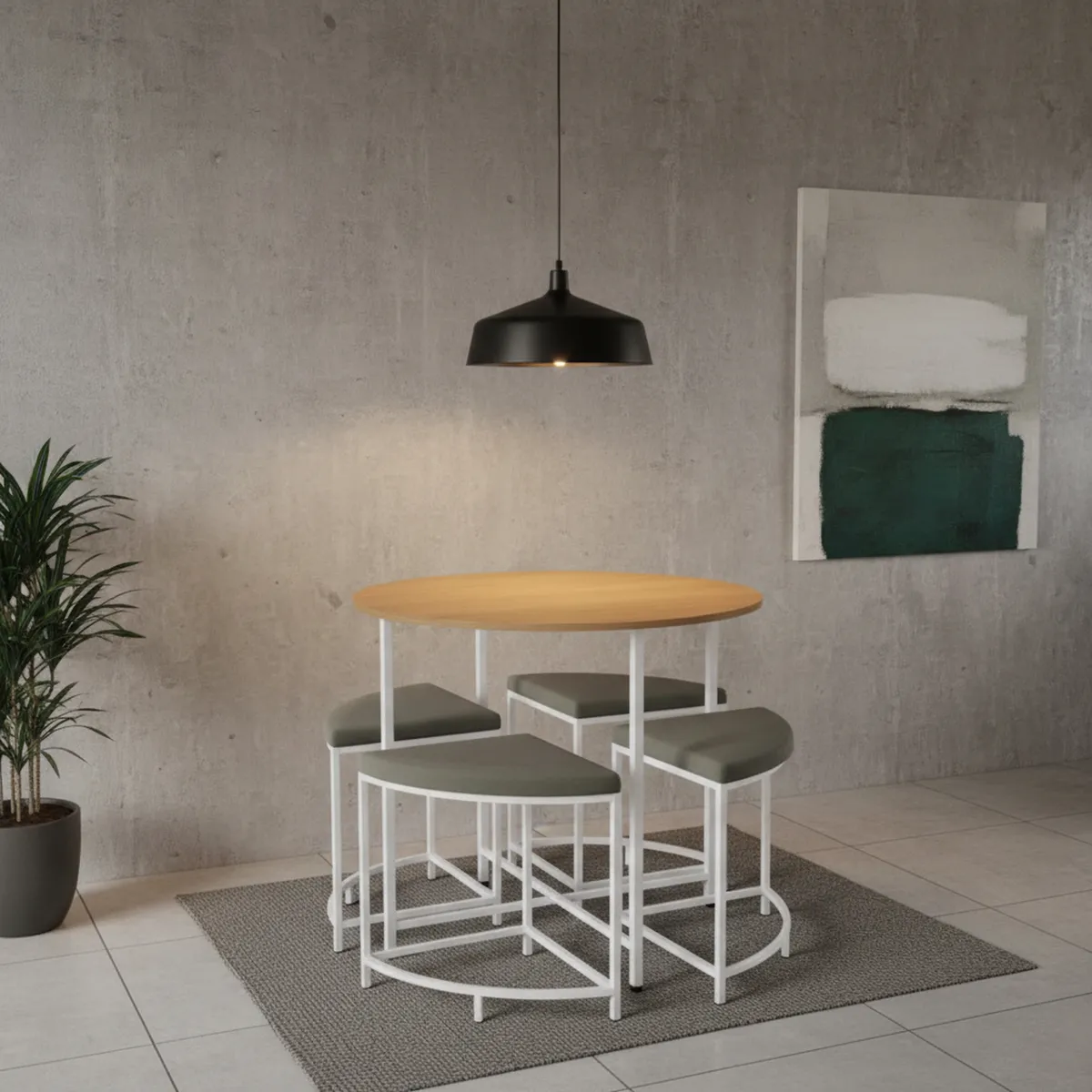 ROCA - Juego de comedor Compacto 4 Sillas Mesa Redonda 90 cm x 76, 5 cm x 90 cm Café