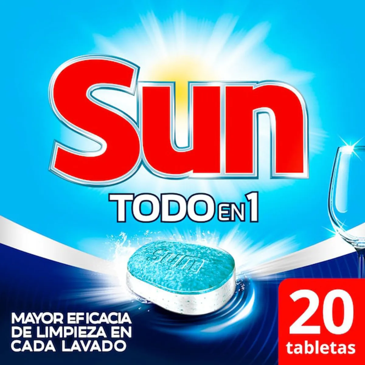 SUN - Tableta Lavavajilla 3 en 1 20 unidad(es) Caja