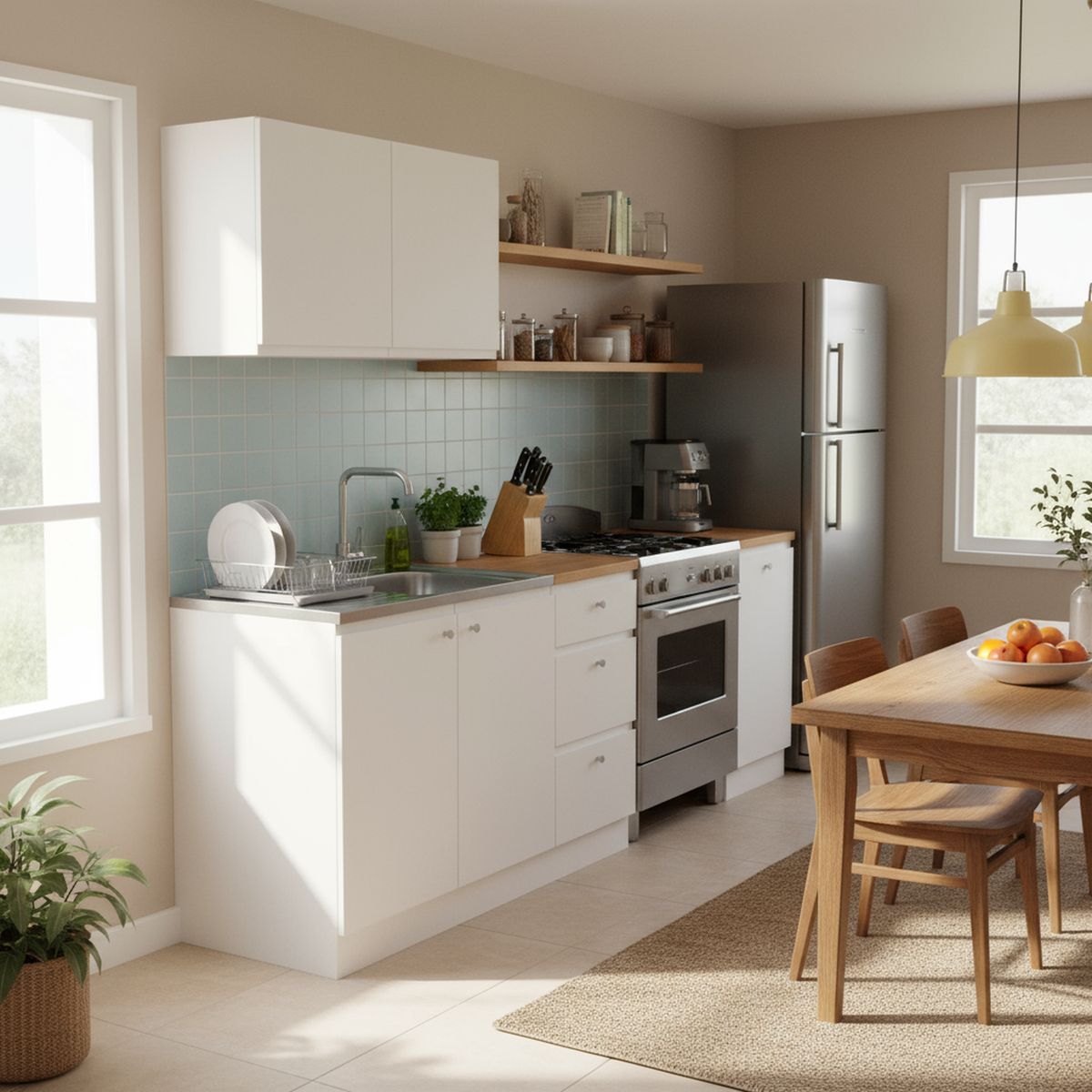 MOSAICO - Pack mueble de cocina 1 Cubeta(s) Derecho 80x90x50 cm Blanco