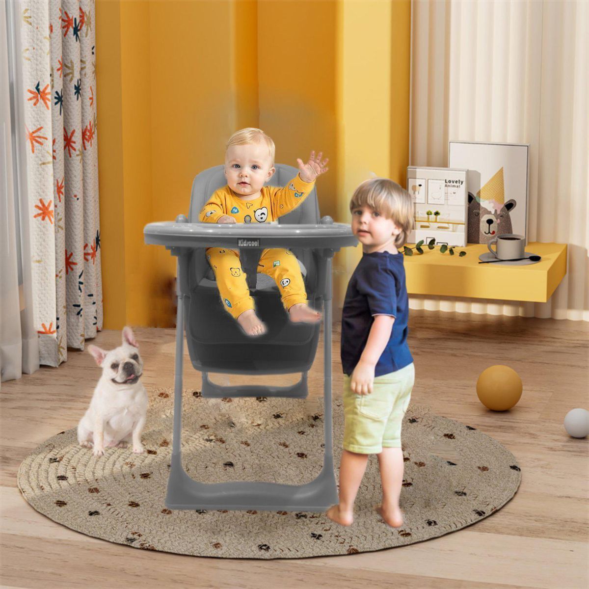 KIDSCOOL - Silla de comer Paris gris 5 funciones