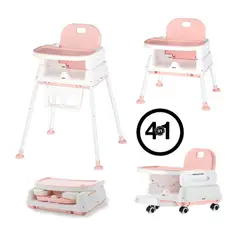 KIDSCOOL - Silla de comer Florencia rosado 4 funciones
