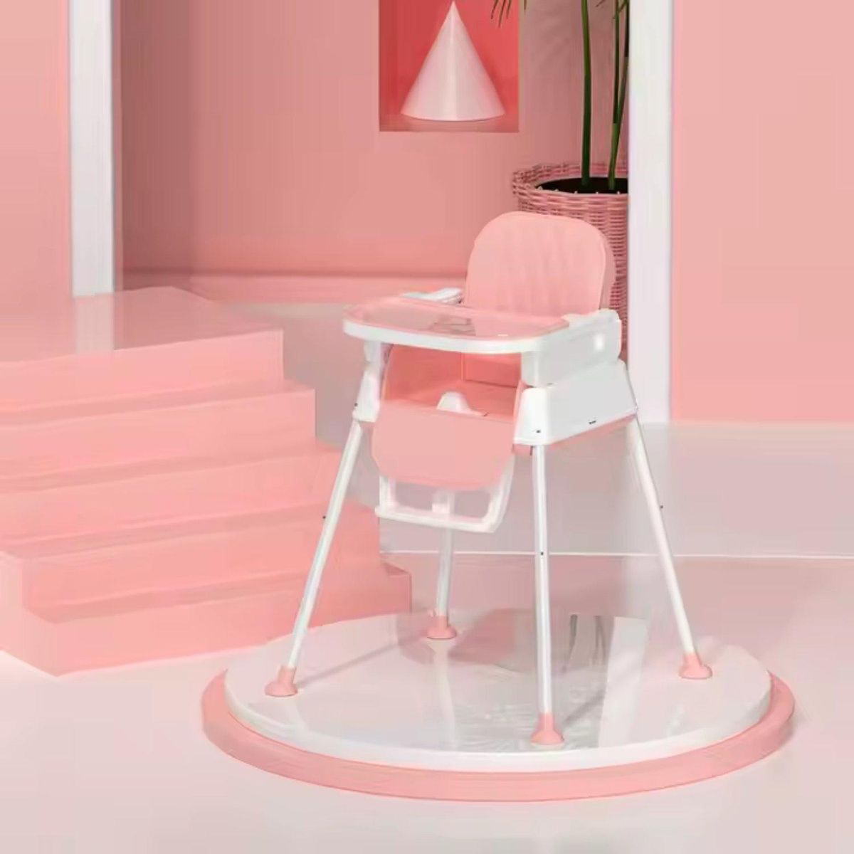 KIDSCOOL - Silla de comer Florencia rosado 4 funciones