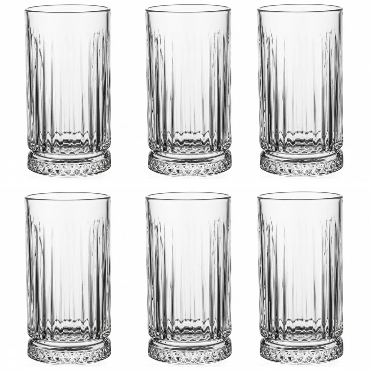 LUGANO - Set 6 Vasos Altos de Vidrio 450 ml Transparente