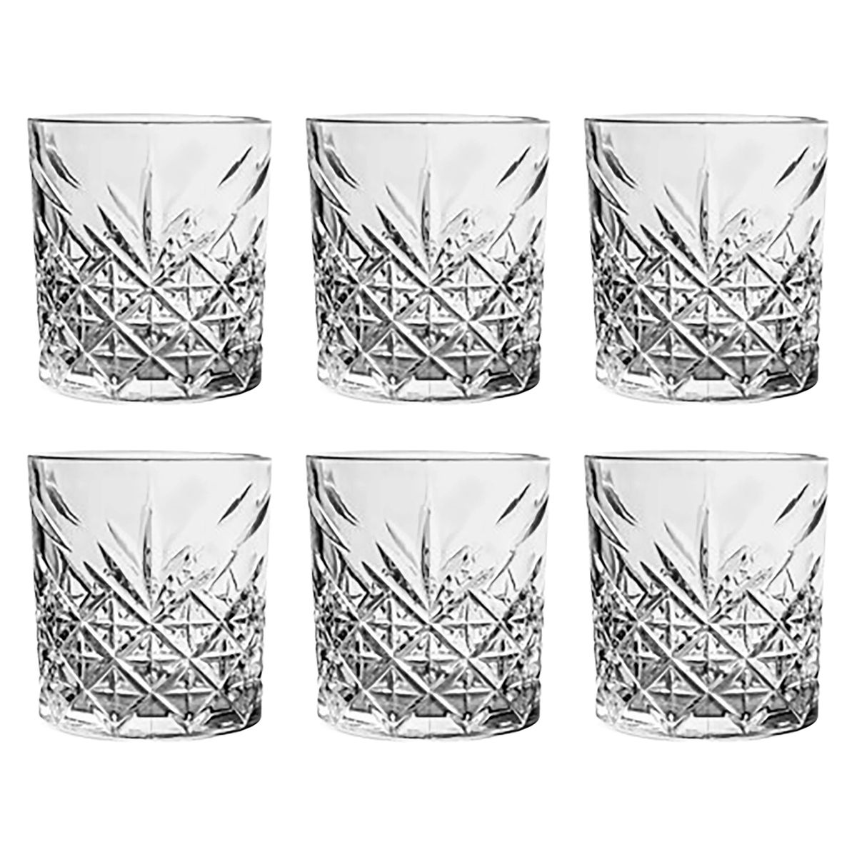 LUGANO - Set 6 Vasos Bajo de Vidrio 320 ml Transparente