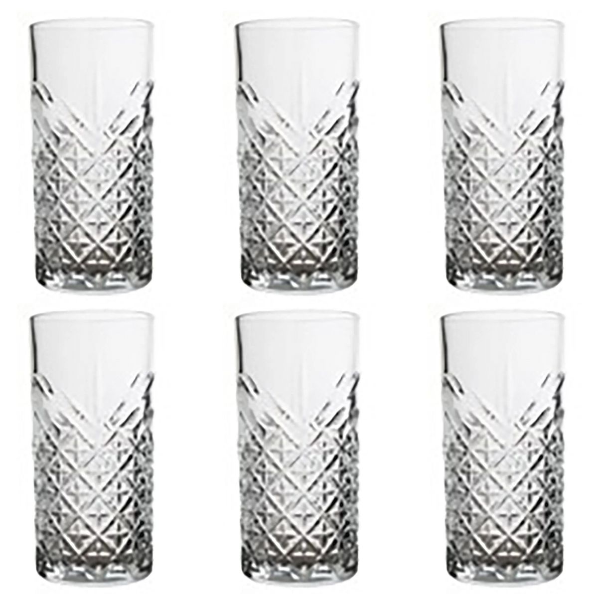 LUGANO - Set 6 Vasos Alto de Vidrio 450 ml Transparente