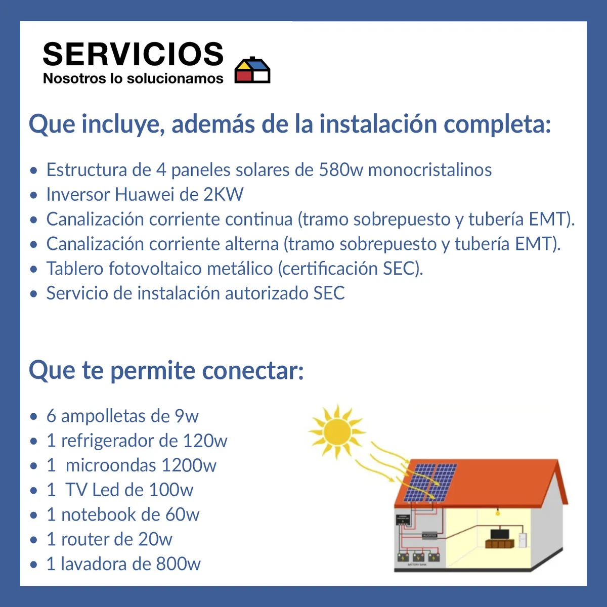 SERVICIOS HOGAR - Proyecto de Instalación energia solar On-Grid