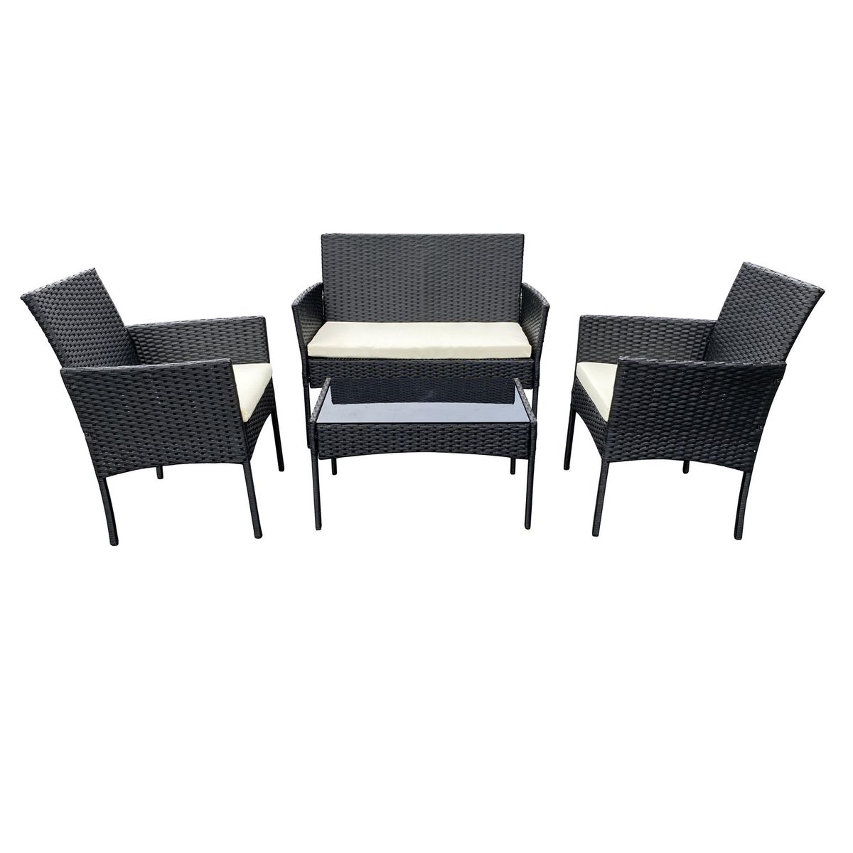 DI PORETTI - Juego de Living de Terraza Biombino 4 Personas Negro