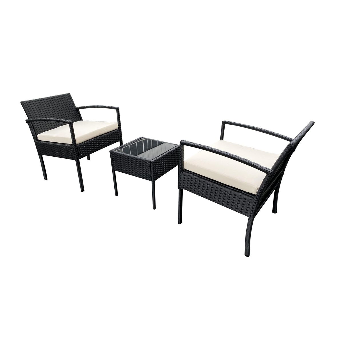 DI PORETTI - Juego de Living de Terraza Livorno 2 Personas Negro