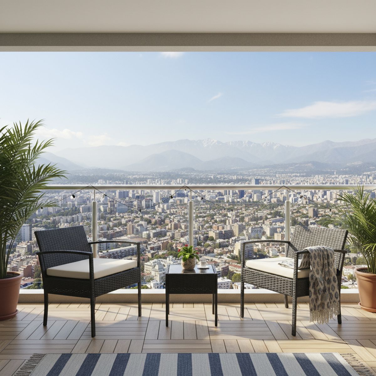 DI PORETTI - Juego de Living de Terraza Livorno 2 Personas Negro