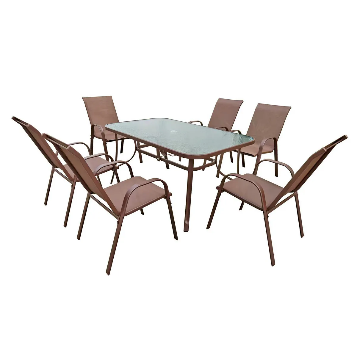 DI PORETTI - Juego de Comedor de Terraza Fiorentino 6 Personas Café