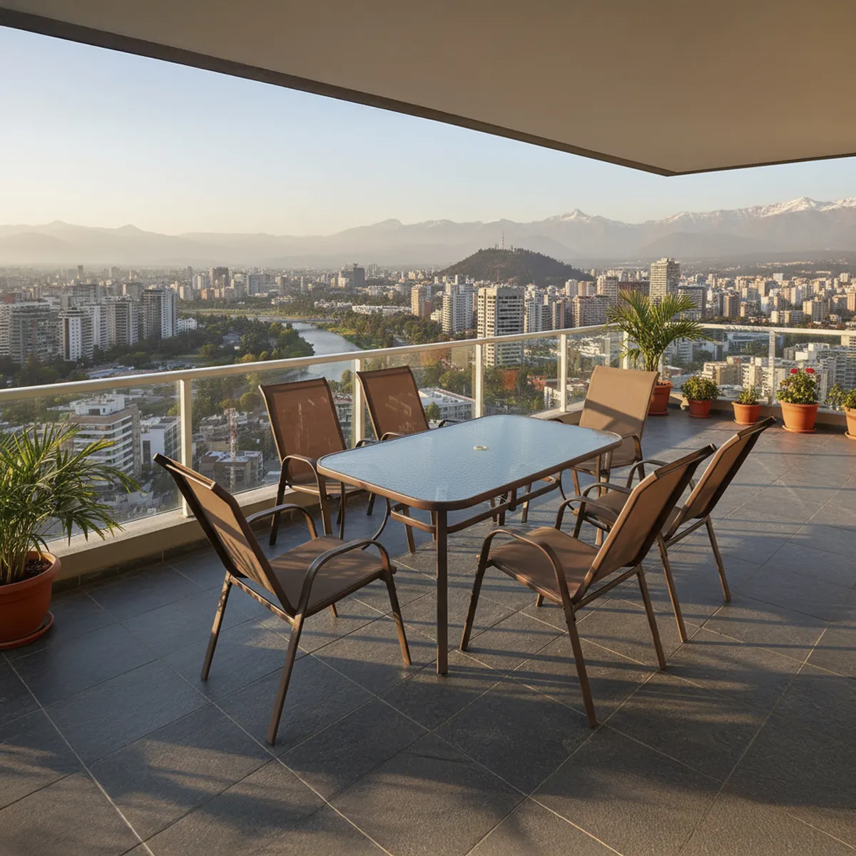 DI PORETTI - Juego de Comedor de Terraza Fiorentino 6 Personas Café