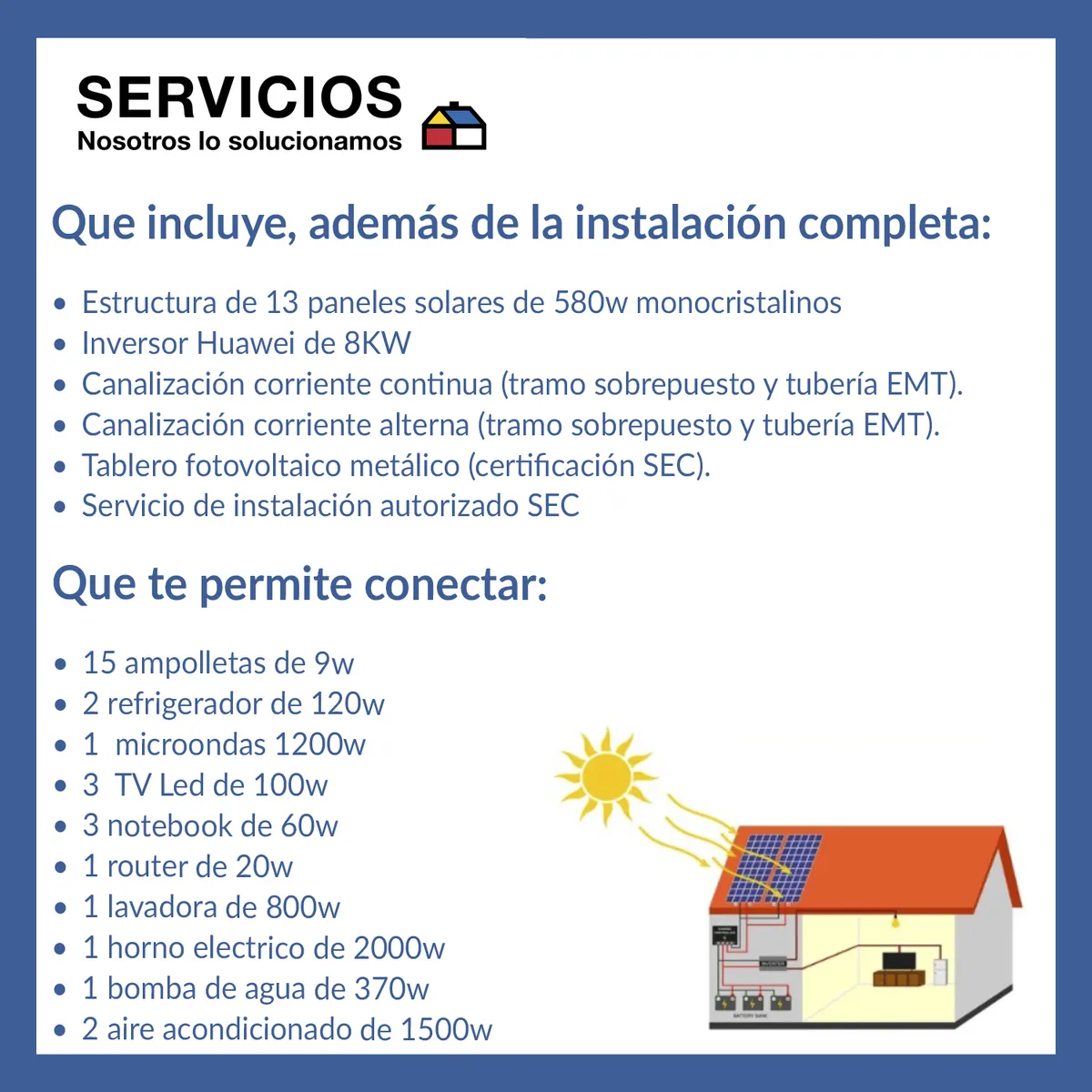 Proyecto de Instalación energia solar On-Grid, marca SERVICIOS HOGAR - Foto 2