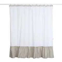 LAROSETT - Cortina De baño 180x180 cm Blanco y tostado