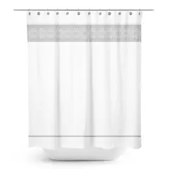 LAROSETT - Cortina De baño 180x180 cm Blanco y gris