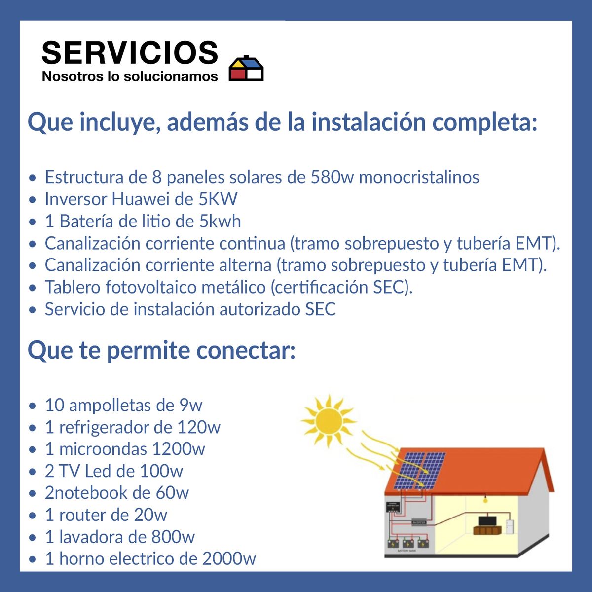 SERVICIOS HOGAR - Proyecto de Instalación energia solar Off-Grid