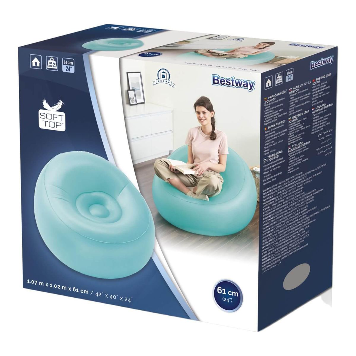 BESTWAY - Sillón Inflable 1 Persona(s) 107x102 cm Celeste