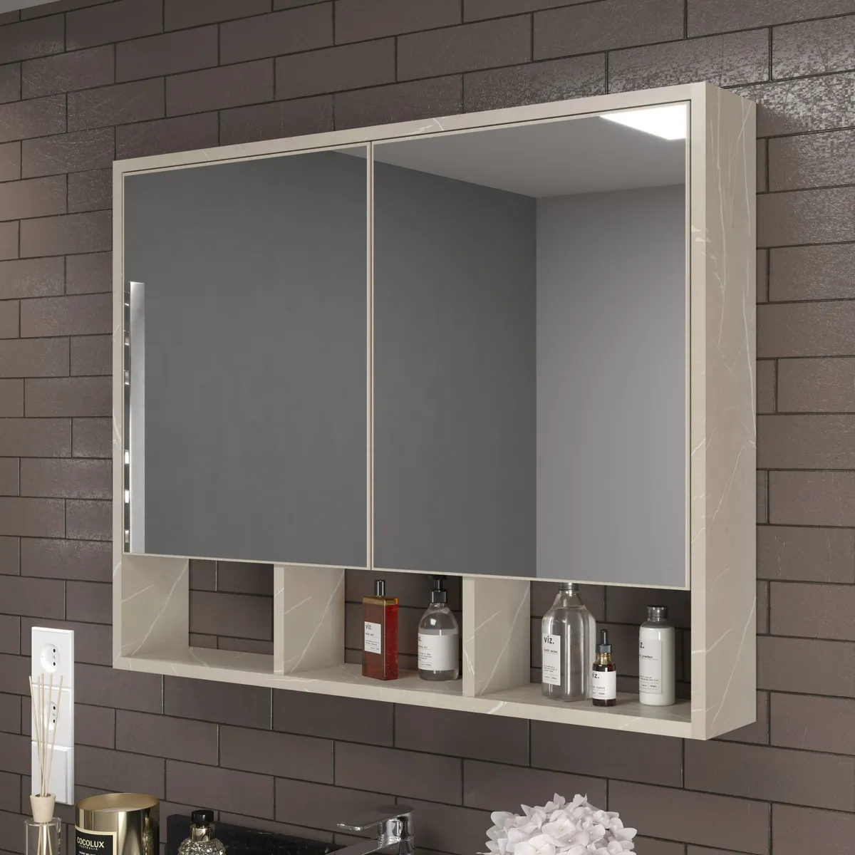 HOME MOBILI - Mueble Botiquín aereo 80 cm Amsterdam color marmol