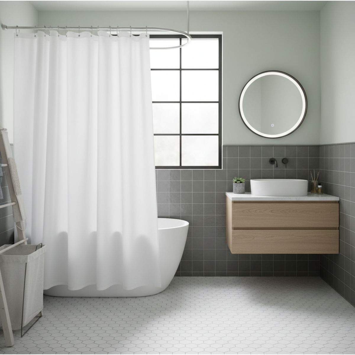 CHANTILLY - Cortina De baño 180x180 cm Blanco