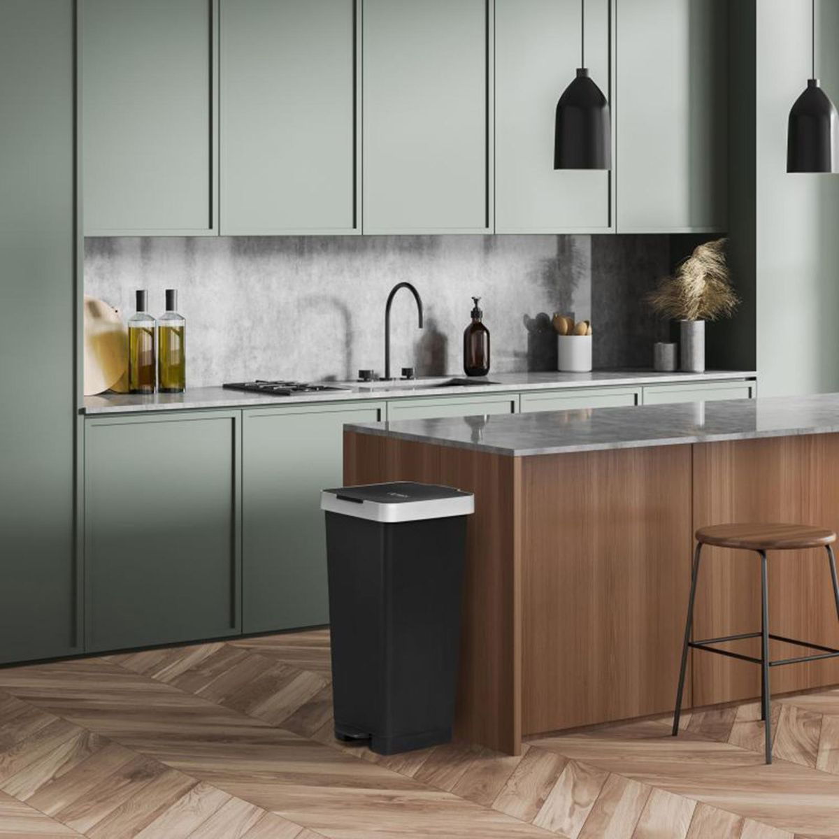 TATAY - Basurero pedal 40 Litros Plástico Negro