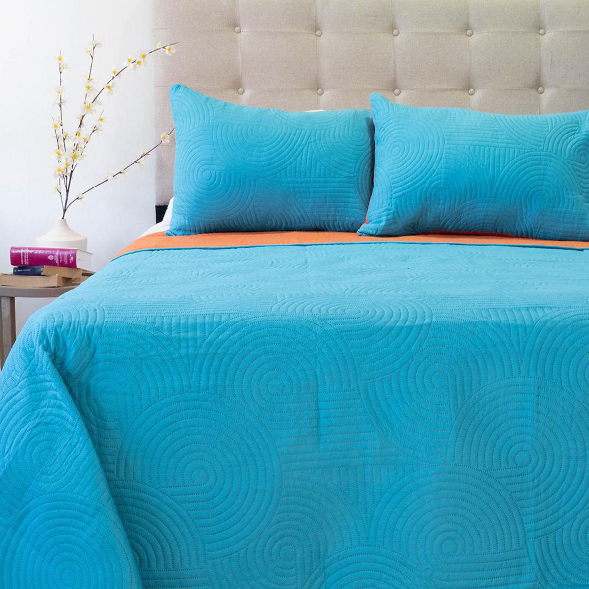 DORAL - Quilt King Bicolor Calipso-Naranjo 