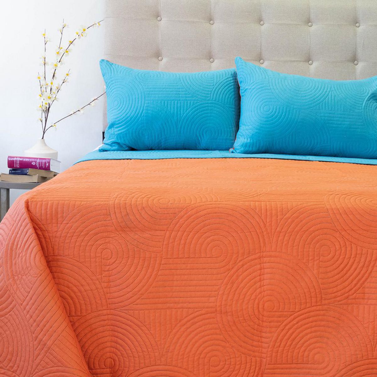 DORAL - Quilt King Bicolor Calipso-Naranjo 