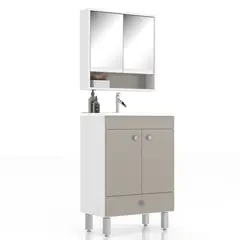 HOME MOBILI - Mueble Kit vanitorio City Blanco - gris 60x145x33 cm