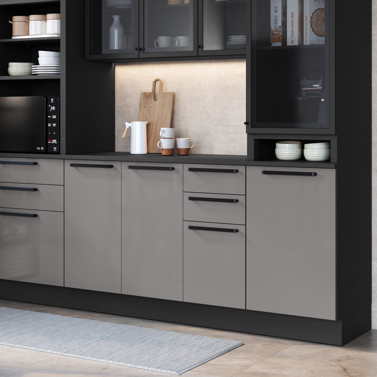 HOME MOBILI - Mueble de cocina modulado base 120 cm Titane 2P 3C color gris