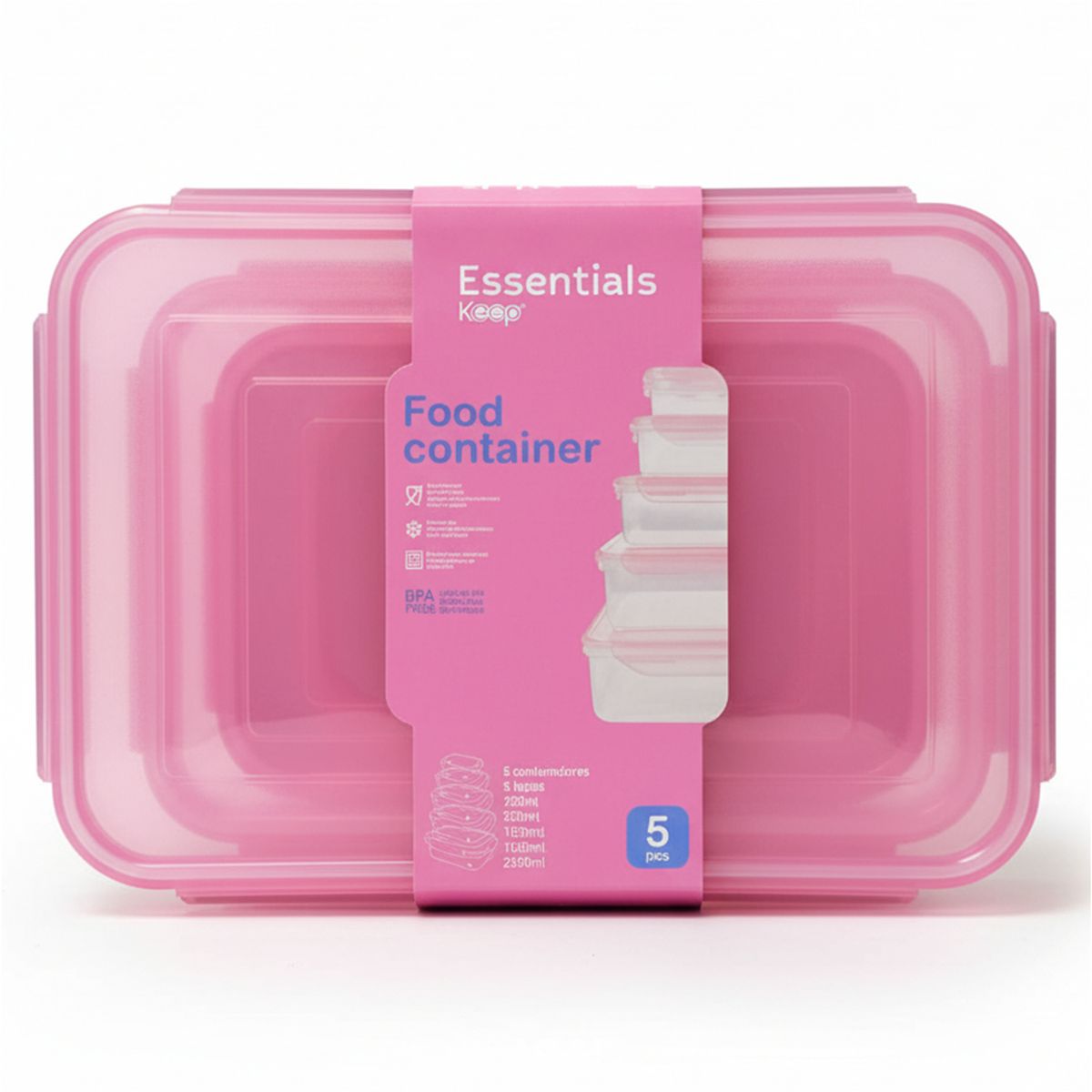 KEEP - Set 5 herméticos Polipropileno 2600 ml