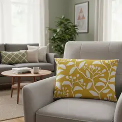 ATMOSPHERA HOME - Cojín Decorativo Amarillo Flor Full Color 55x35 cm