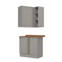 HOME MOBILI - Mueble de cocina modulado esquinero Americana gris