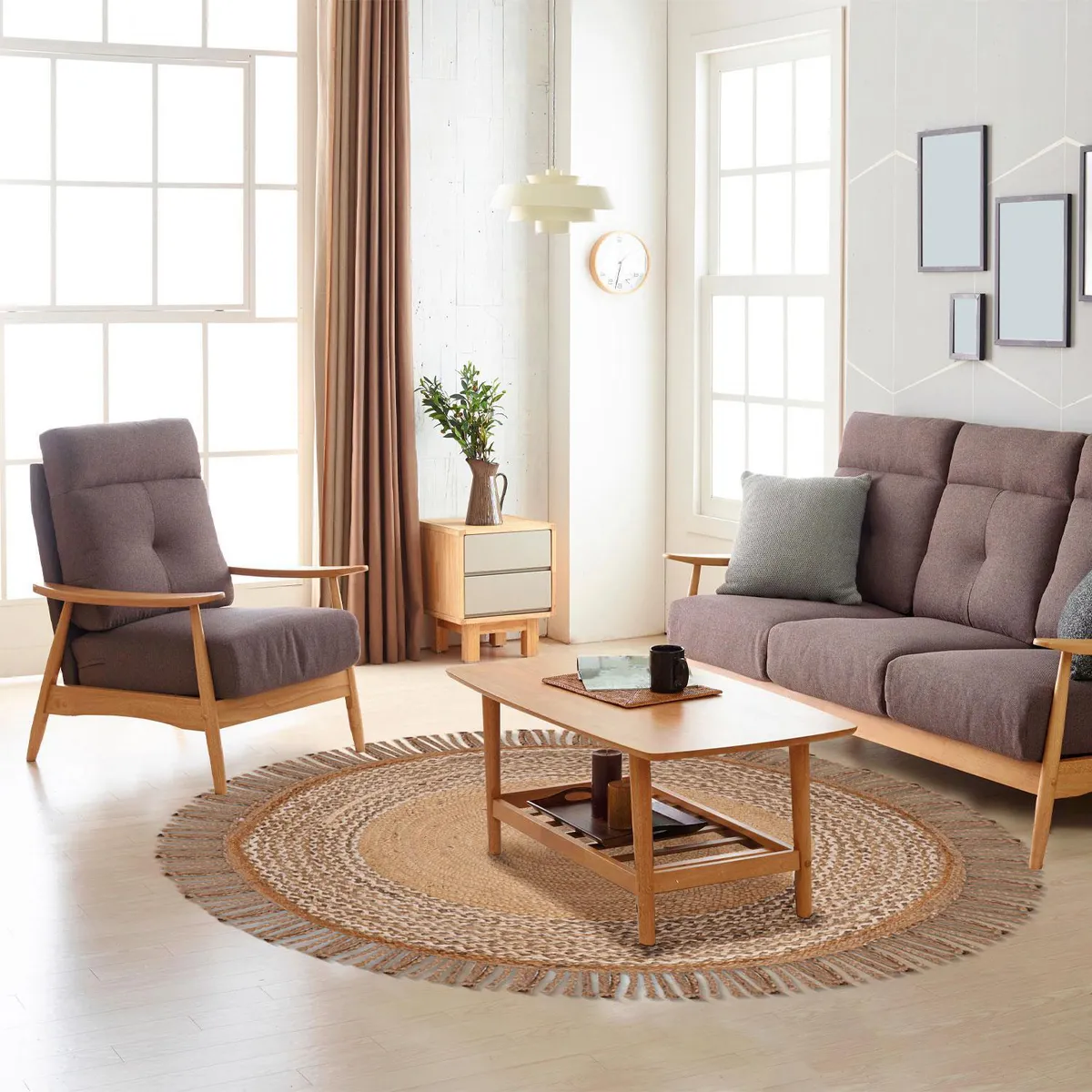 DIB - Alfombra YUTE BRAIDED 150x150 cm Yute BEIGE